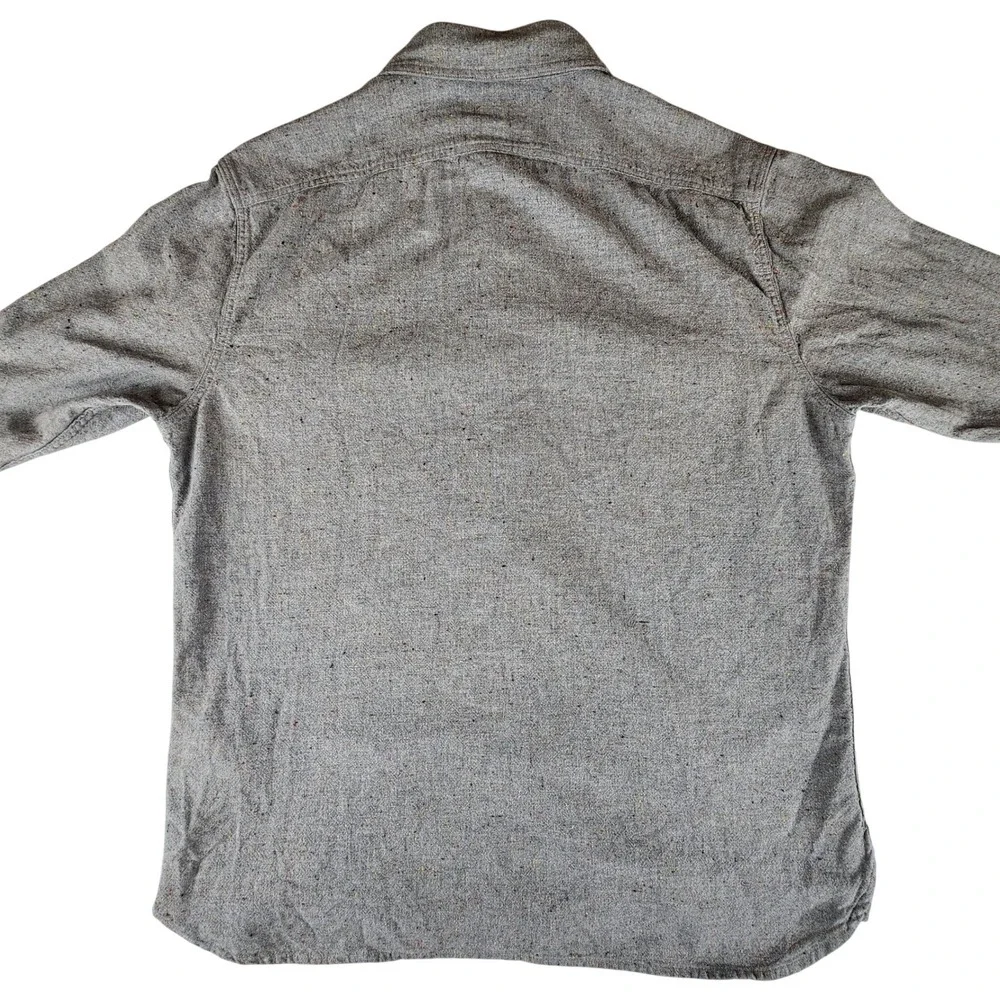Banana Republic Mens M Grey Speckled Nep Organic Cotton Flannel Untucked Shirt